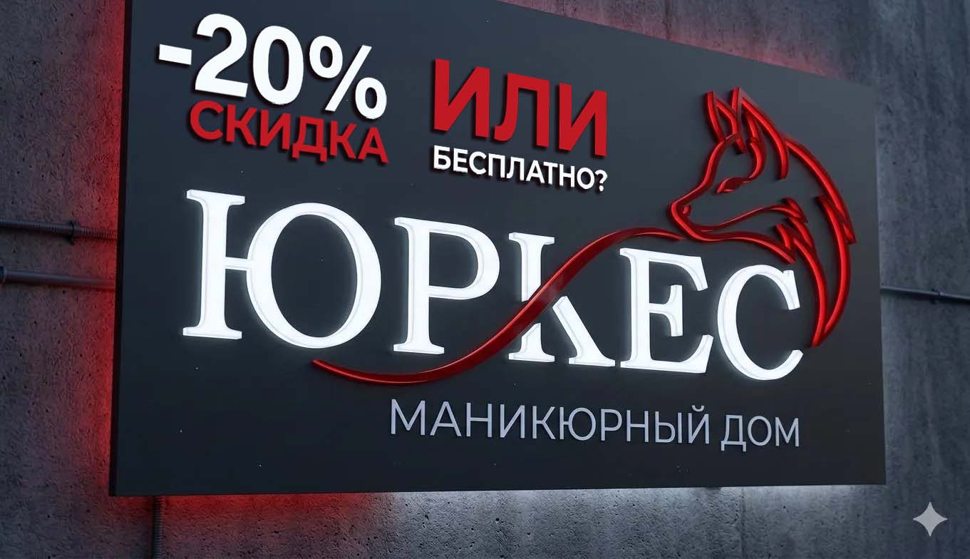 Акция -20% скидка или бесплатно — Маникюрный дом Юркес